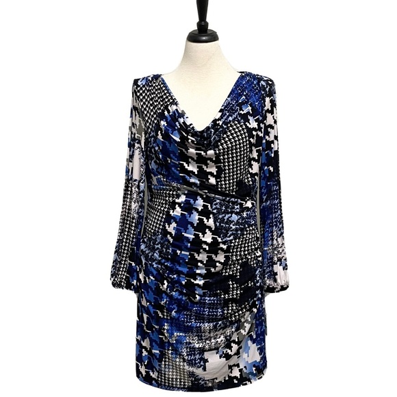 Muse Houndstooth Split Sleeve Jersey Stretch - Picture 2 of 9